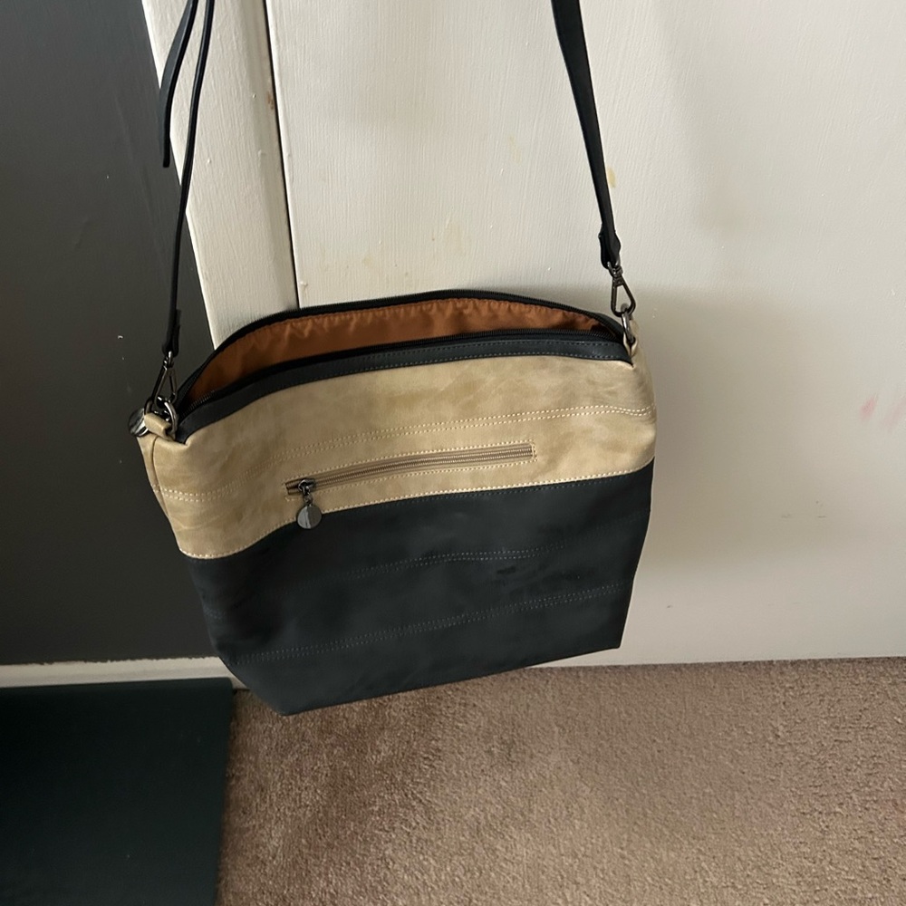 Two-Tone Black and Tan  Shoulder Bag